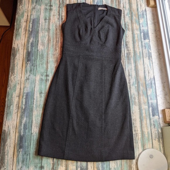 LOFT Dresses & Skirts - Tall: Loft charcoal grey v-neck sheath dress, 2T